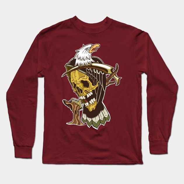 Silver Shamrock Tattoo Company Sepia Tone Grim Eagle Long Sleeve T-Shirt by Silver Shamrock Tattoo Company